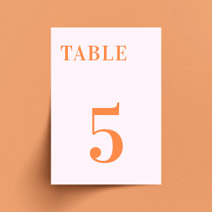 Pink Orange Peachy Apricot Crush Table 7 Wedding Table Number