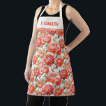 Pink Orange Peonies Floral Pattern  | Personalised Apron<br><div class="desc">Cook in style with this personalised apron featuring a beautiful pink and orange peonies floral pattern. Perfect for cooking,  baking,  or crafting,  it combines elegance with practicality. Ideal for home chefs,  bakers,  or as a thoughtful gift for any occasion.</div>