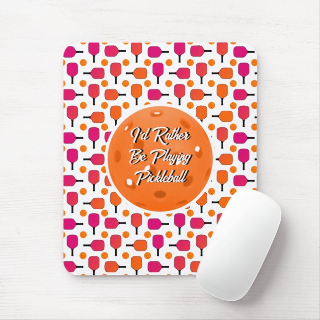 Pink & Orange Pickleball Paddles Pickleball Party  Mouse Mat (With Mouse)