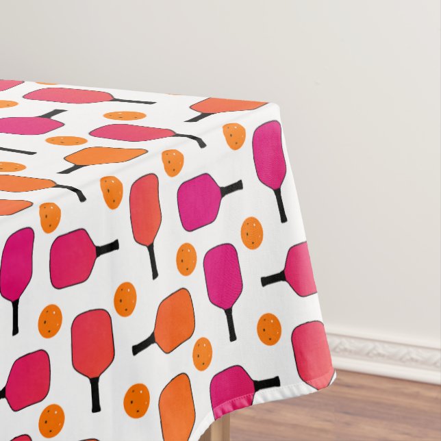 Pink & Orange Pickleball Paddles Pickleball Party  Tablecloth (In Situ)