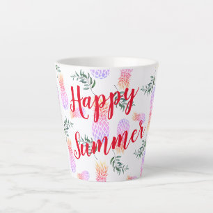 PINK & ORANGE PINEAPPLE HAPPY SUMMER LATTE MUG
