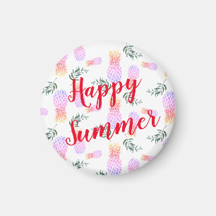 PINK & ORANGE PINEAPPLE HAPPY SUMMER MAGNET