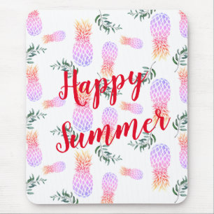 PINK & ORANGE PINEAPPLE HAPPY SUMMER MOUSE MAT
