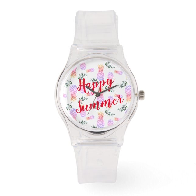 PINK & ORANGE PINEAPPLE HAPPY SUMMER WATCH (Front)