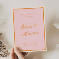 Pink Orange Preppy Stripes Save the Date