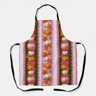Pink Orange Pumpkin Floral Fall Pattern Apron