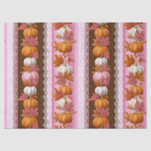 Pink Orange Pumpkin Floral Fall Pattern Tissue Paper