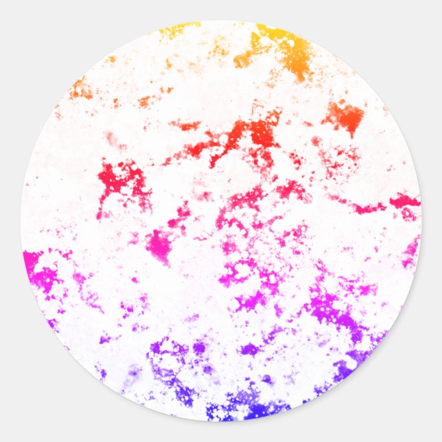 Pink Orange Purple Marble Paint Splash Abstract Classic Round Sticker (Front)