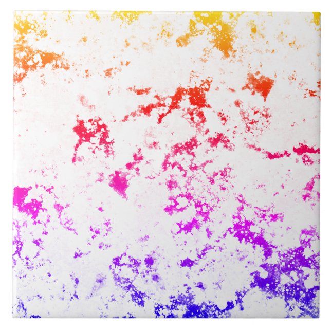 Pink Orange Purple Marble Paint Splash Abstract Tile (Front)