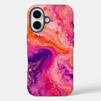 Pink Orange Purple Marble Paint Splash Pattern
