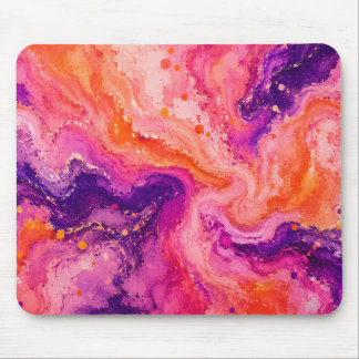 Pink Orange Purple Marble Pattern Mouse Mat