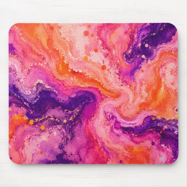 Pink Orange Purple Marble Pattern Mouse Mat (Front)