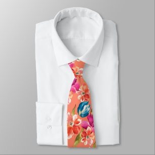 Pink Orange Red Blue Tulips Petunia Spring Flowers Tie