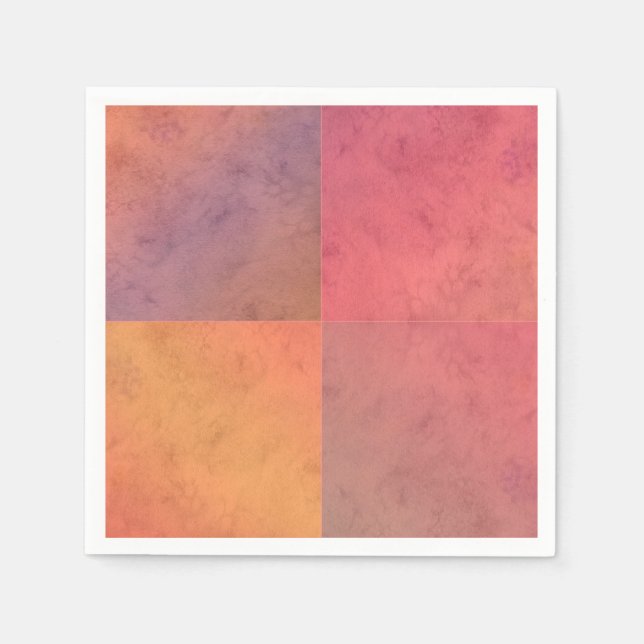 Pink Orange Red Pastel Watercolor Pattern Napkin (Front)