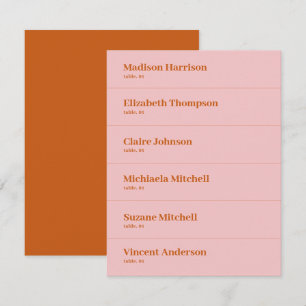 Pink Orange Retro 70s Wedding Place Card DIY