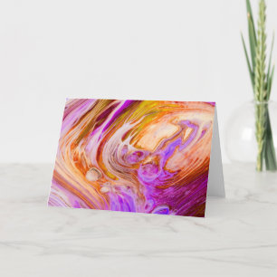 Pink Orange Ring Pour Acrylic Fluid Art Card