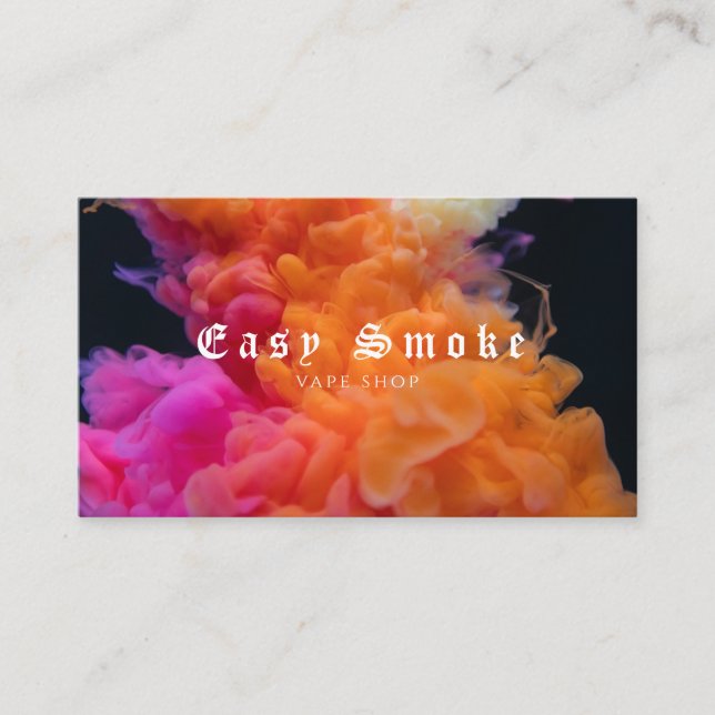 Pink Orange Smoke Vape Shop Business Card (Front)