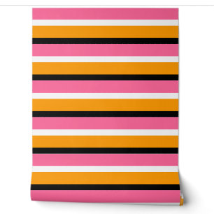 Pink Orange Stripes Horizontal Lines Wallpaper