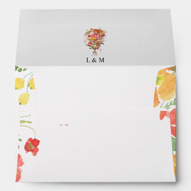 Pink & Orange Summer Floral Wedding Envelope (Back (Bottom))