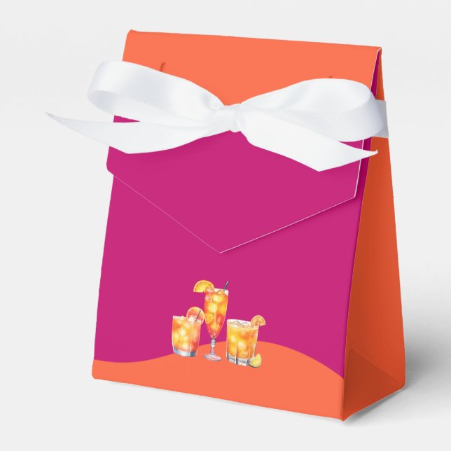 Pink & Orange Sunset Retro Bachelorette Favour Box (Front Side)