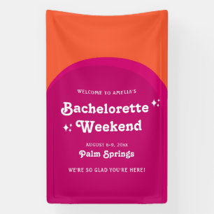 Pink & Orange Sunset Retro Bachelorette Weekend Banner