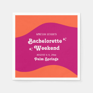 Pink & Orange Sunset Retro Bachelorette Weekend Napkin