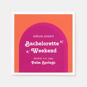 Pink & Orange Sunset Retro Bachelorette Weekend Napkin
