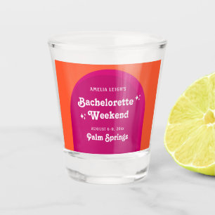 Pink & Orange Sunset Retro Bachelorette Weekend Shot Glass