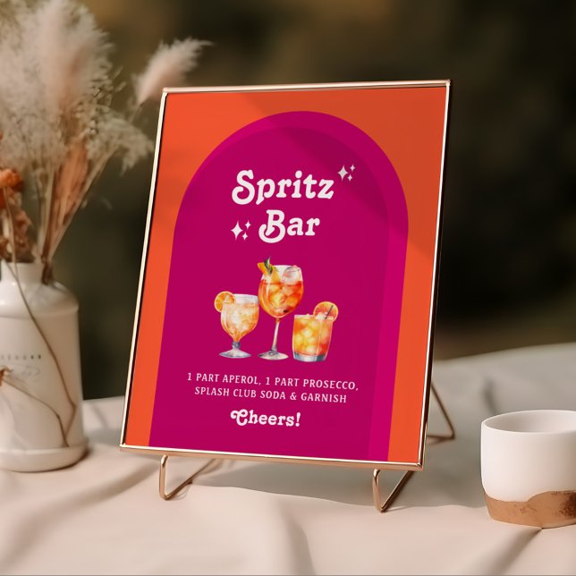 Pink & Orange Sunset Retro Spritz Bar Poster (Creator Uploaded)