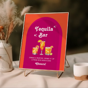 Pink & Orange Sunset Retro Tequila Bar Poster