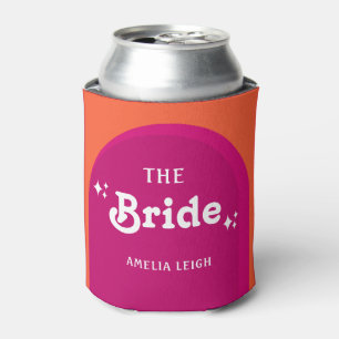 Pink & Orange Sunset Retro The Bride Can Cooler