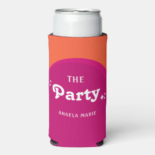 Pink & Orange Sunset Retro The Party Seltzer Can Cooler