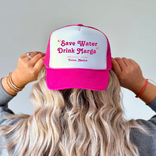 Pink & Orange Sunset Save Water, Drink Margs Trucker Hat