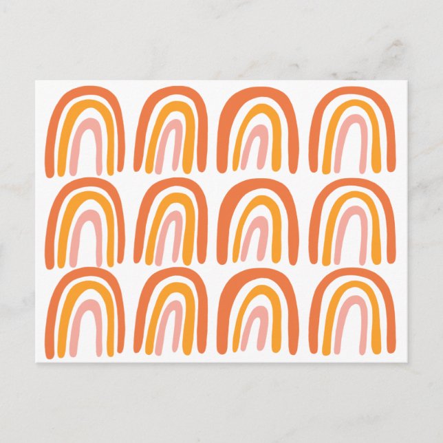 Pink Orange Sweet Rainbow Pattern Postcard (Front)