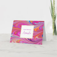 Pink Orange Swirls Abstract Design Birthday