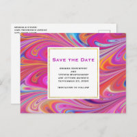 Pink Orange Swirls Abstract Design Save the Date