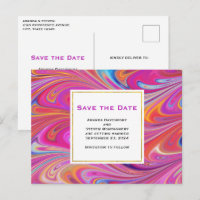 Pink Orange Swirls Abstract Design Save the Date
