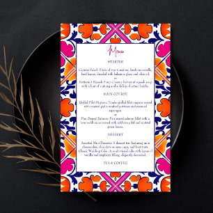 Pink orange Talavera vintage Mexican menu card