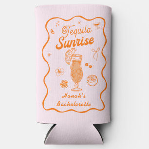 Pink Orange Tequila Sunrise Bachelorette  Seltzer Can Cooler