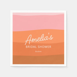 Pink Orange Terracotta Colour Block Bridal Shower Napkin