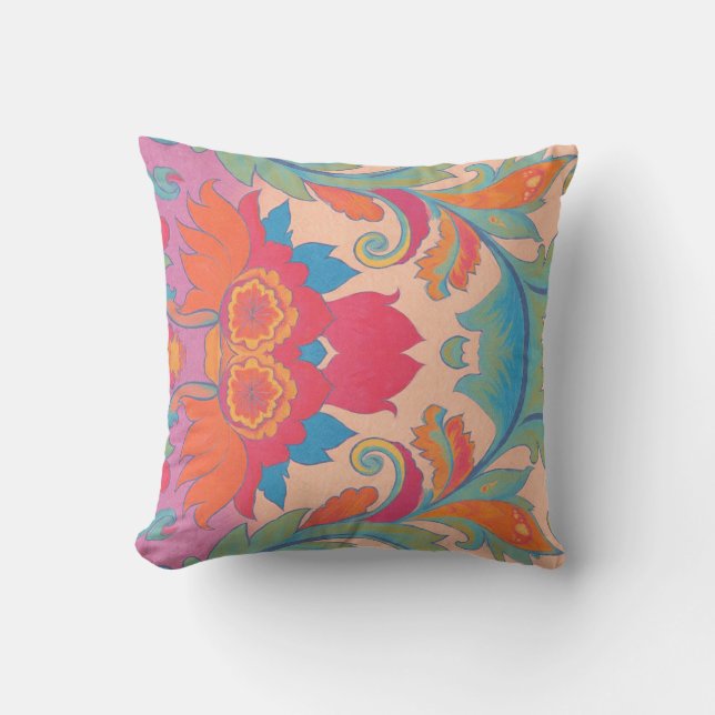 Pink & Orange Throw Pillow (Front)