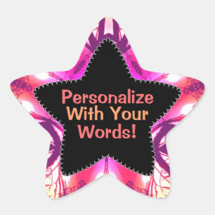 Pink Orange Tie-Dye Pattern Star Sticker
