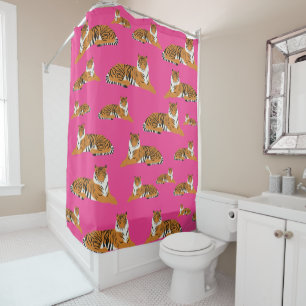 Pink Orange Tiger Animal Pattern   Shower Curtain