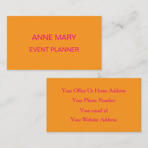 Pink Orange Trendy Wedding Office Event Planner Business Card