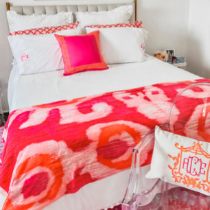 Pink & Orange Tribal Ikat Fleece Blanket
