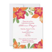 Pink Orange Tropical Hibiscus Flower Bridal Shower
