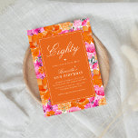 Pink Orange Vibrant Garden 80th Birthday Party Invitation<br><div class="desc">Surprise your friends & family with these elegant birthday party invitations,  featuring pink and orange watercolor floral,  frame & custom text of your choice. Easily add your details by clicking on the "personalise" option.</div>