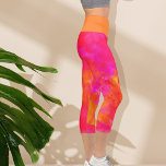 Pink Orange Watercolor Abstract Colourful Modern Capri Leggings<br><div class="desc">Add a whimsical touch to your work out wardrobe with this fun,  colourful design was created using my hand painted watercolor abstract art in bold,  vibrant hues of pinks and oranges with a trendy,  modern look.</div>