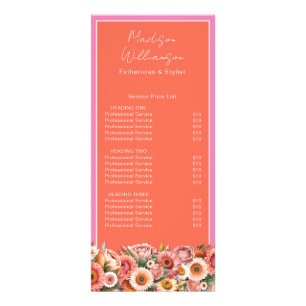 Pink Orange Watercolor Flowers Botanical Rack Card