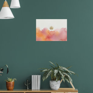 Pink Orange Watercolour Lotus Poster